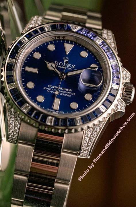 rolex blue sapphire price|Rolex submariner diamond sapphire bezel.